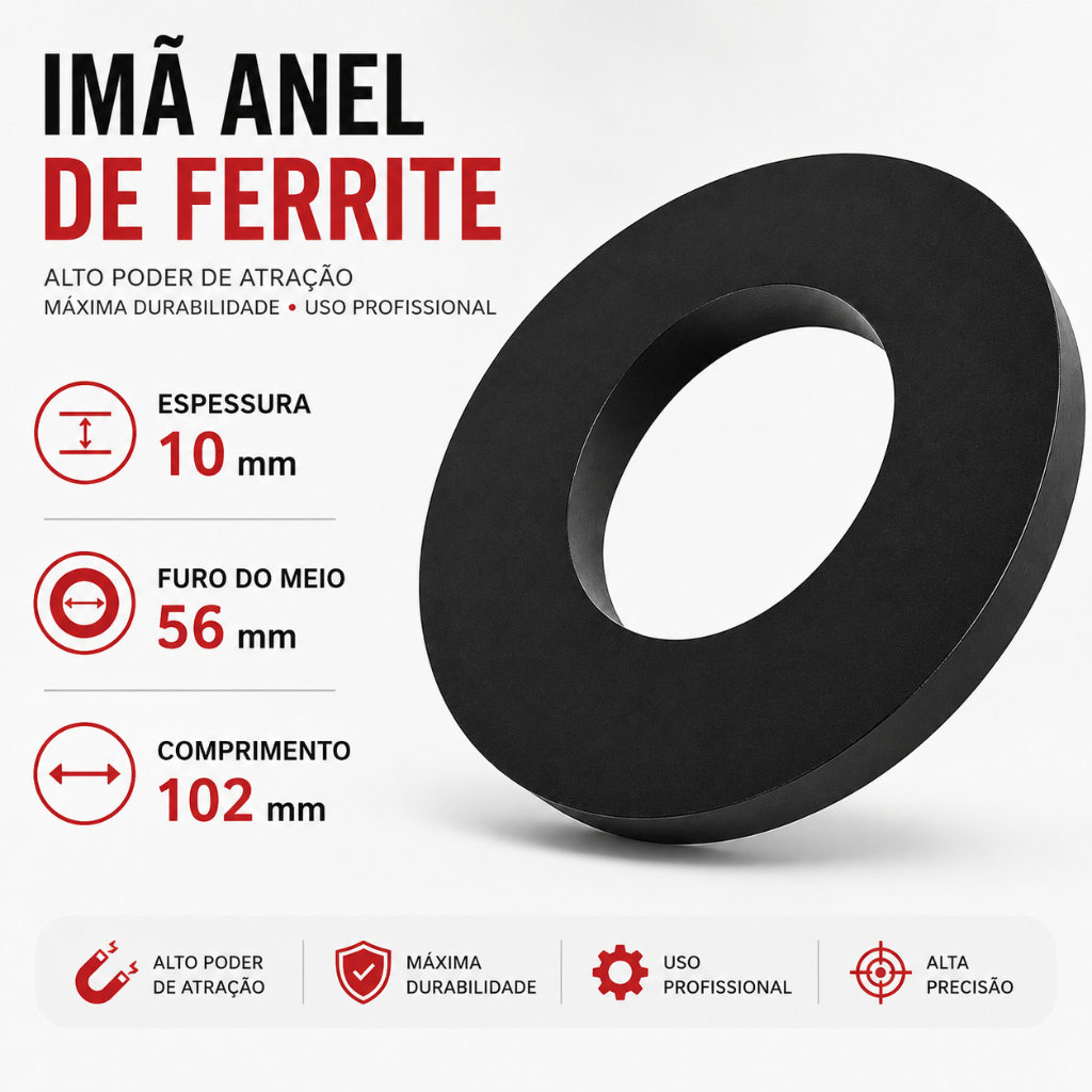 Imã Para Alto Falante Driver Corneta 102mm X 10mm Musicall Imantado Bem Embalado Som Automotivo