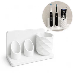 Suporte Organizador Escova Elétrica e Pasta de Dente Banheiro Moderno Organizador de Banheiro Para 2 Escovas Elétricas