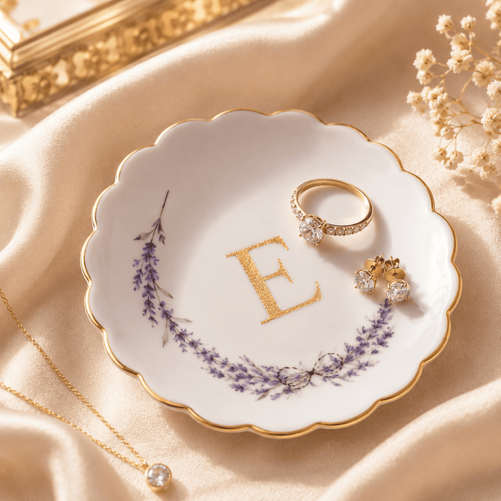 Joia do Dia em Porcelana Personalizado com Inicial em OURO Luxo