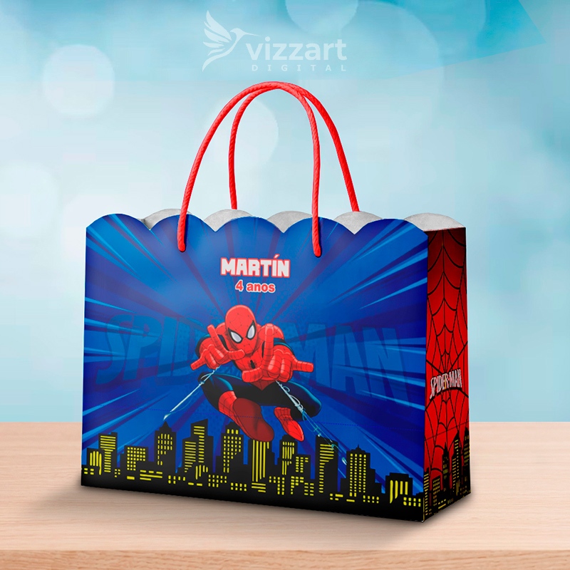 Sacolinha Homem aranha spider man, sacolas personalizadas festa aniversário lembrancinha sacola nuvem pegue e monte