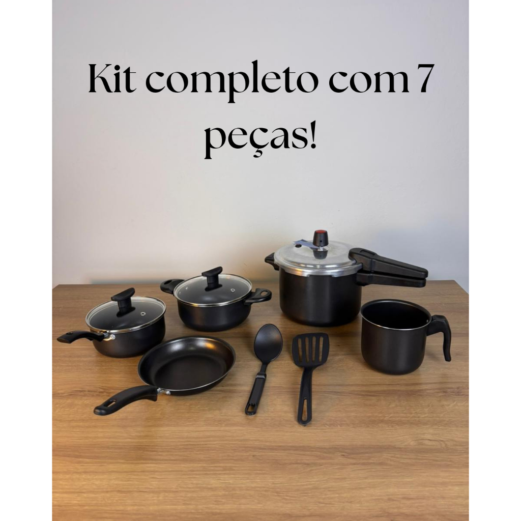 Panela de Pressão 4,5L Fechamento Externo mais Kit de panelas 6 peças- Antiaderente