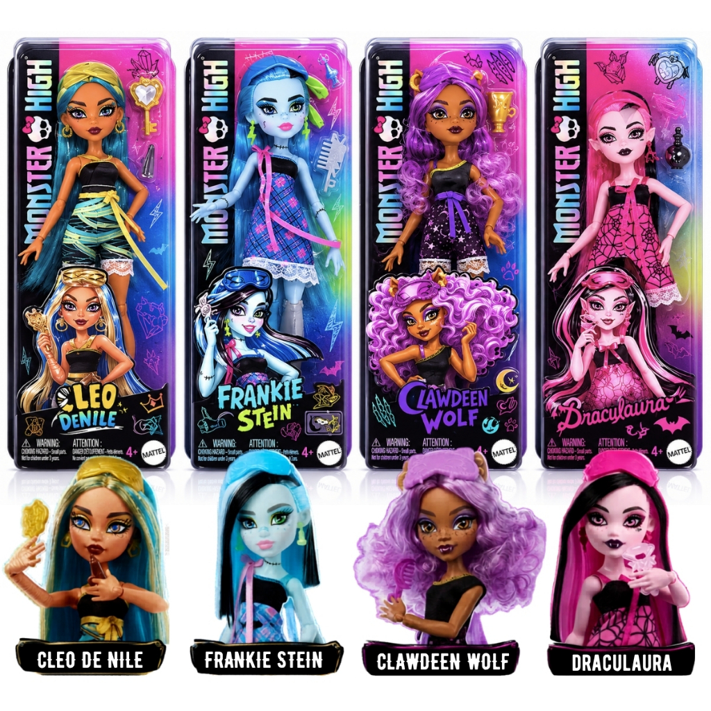 Boneca Monster High Pijama Draculaura Cleo de Nile Frankie Stein Clawdeen Wolf - Mattel