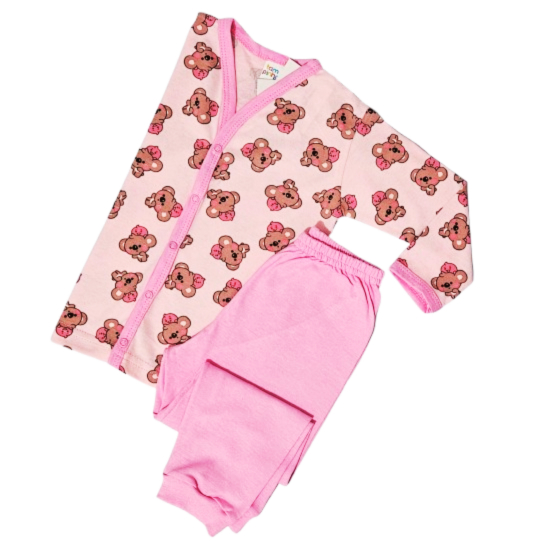Pijama Infantil Menina ( bebê ) - Manga Longa com Botão 100% Algodão - Tamanho do M e G - 600A