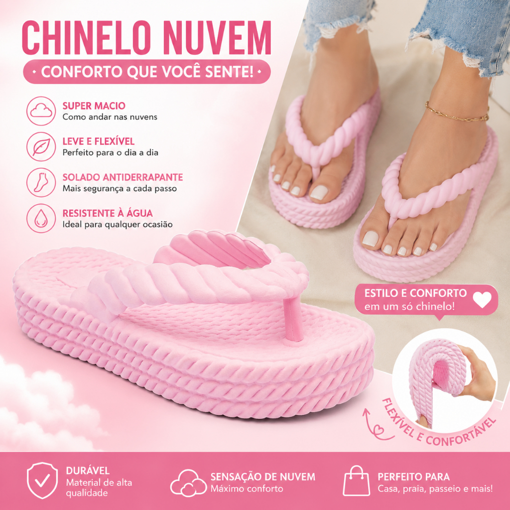 Chinelo Nuvem Plataforma Feminino Trançado Ultra Macio Confortável Leve Antiderrapante varias cores