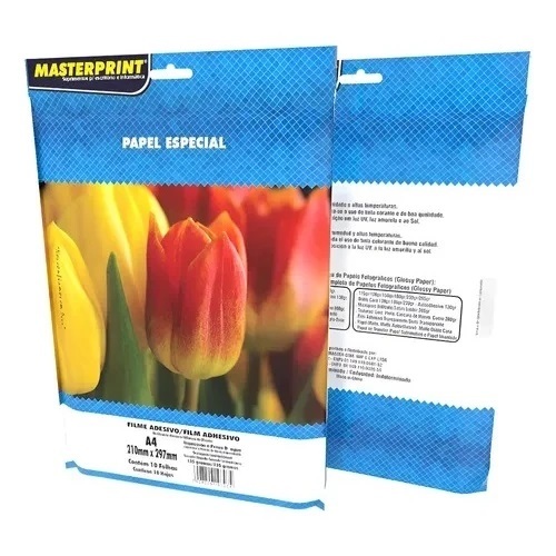 Vinil Adesivo Branco 135g A4 para Impressão Jato de Tinta Brilho e Fosco A Prova d'água Masterprint