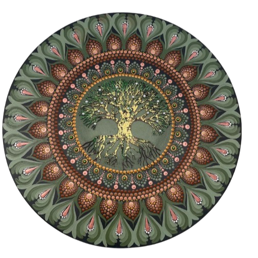 Mandala Arvore da vida-Prosperidade, força e confiança 65cm diâmetro pintada a mão em MDF 6mm espessura