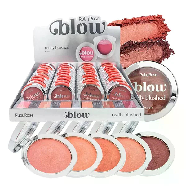 Box Blush Iluminador Really Blushed Blow Ruby Rose Cintilante HBM12 - Box 36 unids