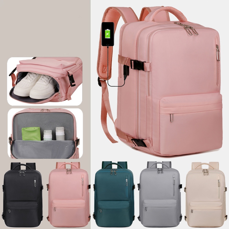 Mochila Notebook Expansível Impermeável com Porta Sapato USB Escolar Viagem Grande Capacidade