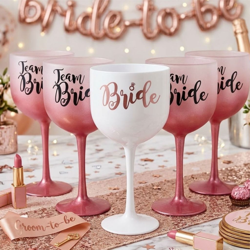 kit despedida de solteira taças gin acrílico degrade team bride balada bride amigas