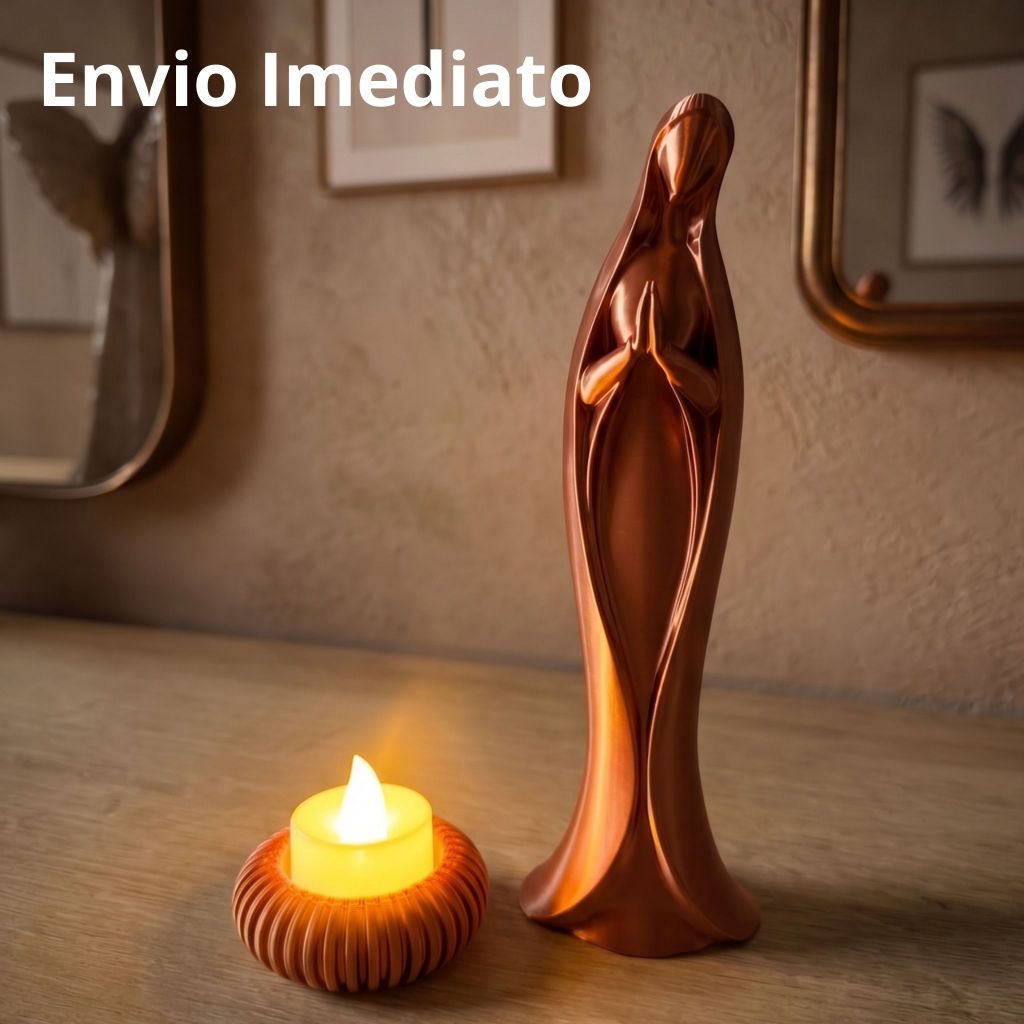 Estatua Nossa Senhora Aparecida Minimalista Com Porta Vela Enfeite Decorativo Altar Imagem Catolica