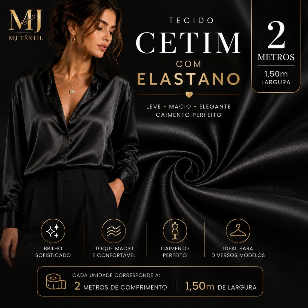 2 Metros Tecido Cetim com Elastano | Toque Macio e Caimento Perfeito