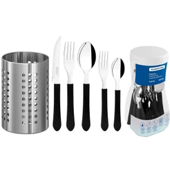 Jogo De Talheres Faqueiro Tramontina Inox Leme Preto 20 Peças Com Suporte De Talheres em Aço Inox