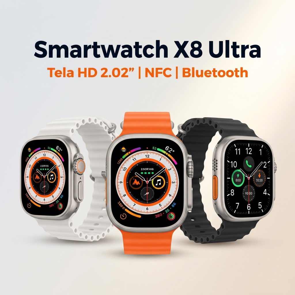 Smartwatch X8 Ultra 49mm NFC Faz Ligação Tela 2.02 HD Android iOS