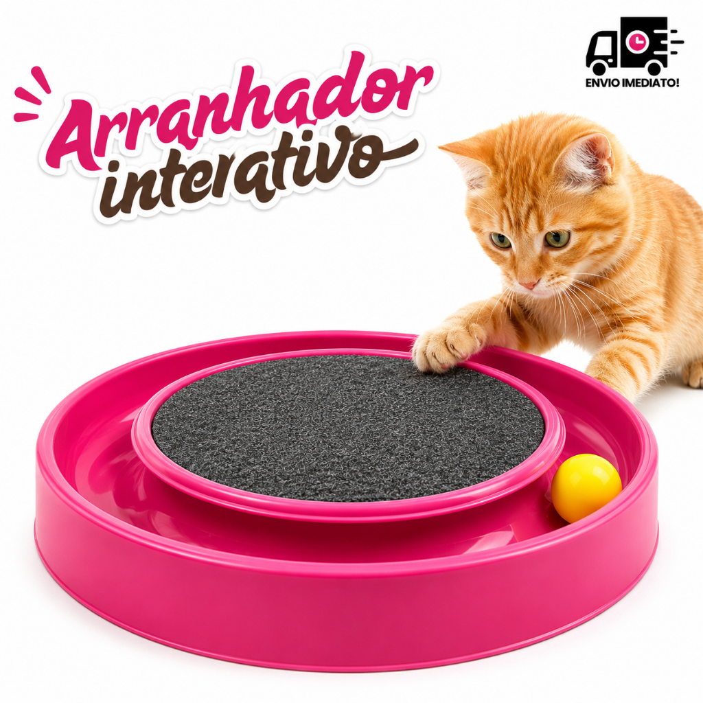 Arranhador para Gatos Redondo com Bolinha Brinquedo Pet Interativo Relax Antiestress Cat