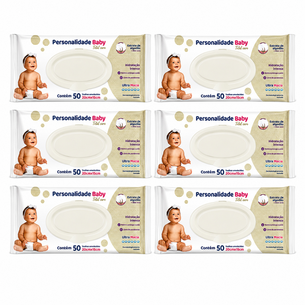 Lenço Umedecido Caixa Personalidade Baby  6 Pacotes C/50un Alta Qualidade e Conforto
