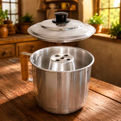 Leiteira Fervedor Inderramável 4L Aluminio Polido 3 Peças