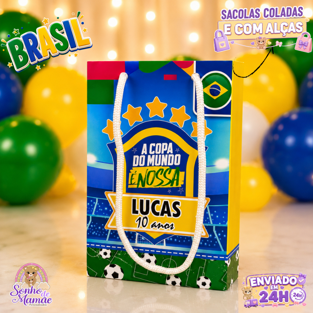Sacolinha Futebol/Brasil/sacolinha para doces/sacolinha supresa/sacolinha lembrancinha escola