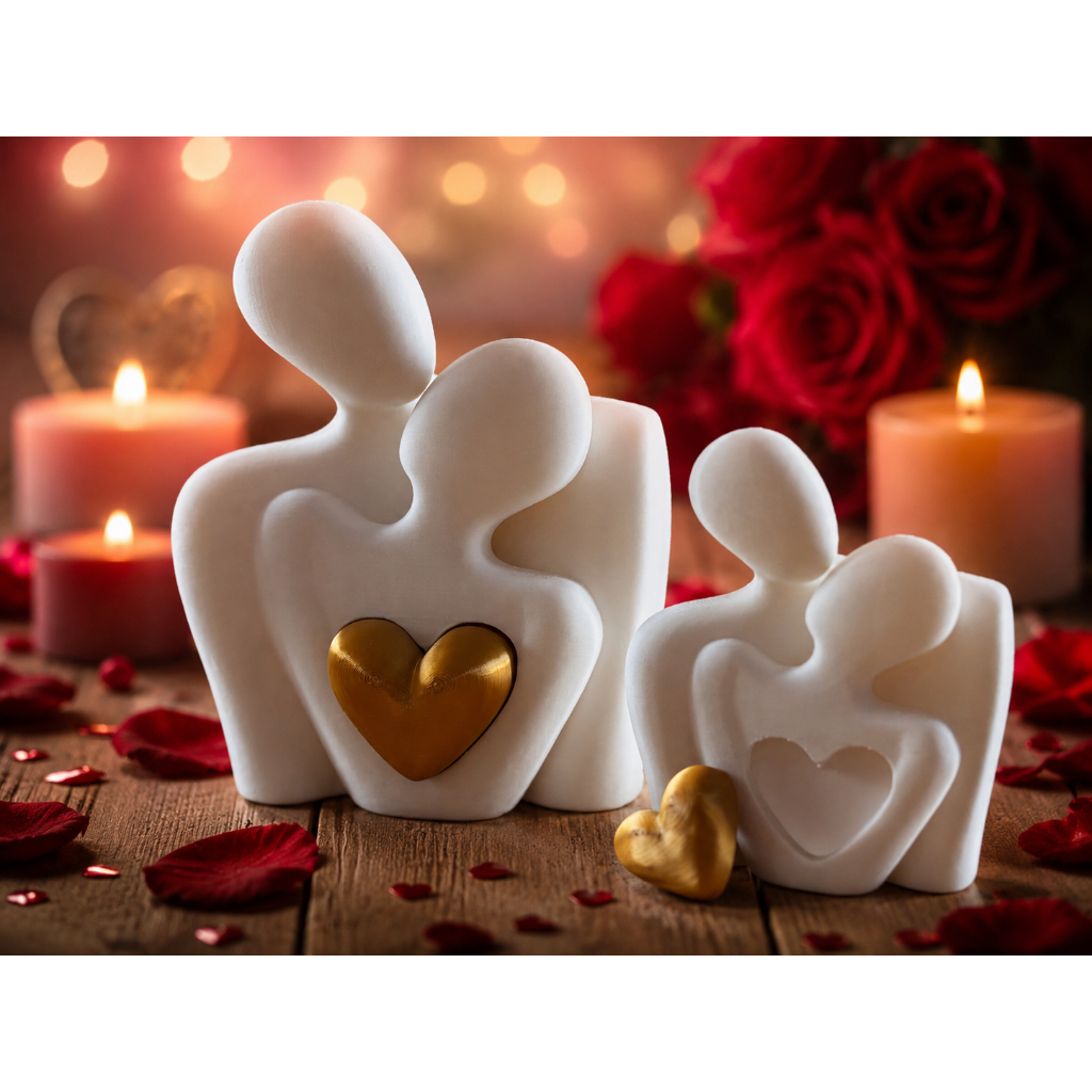 Casal Apaixonado com Coração – Decoração Romântica para Dia dos Namorados, Presente Especial