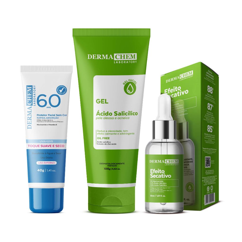 Kit Antioleosidade com Protetor Facial FPS 60 Dermachem