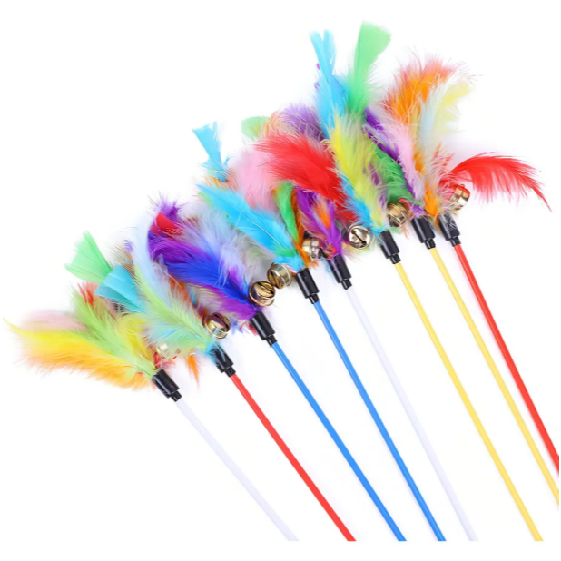 Vareta com penas coloridas - Varinha pet para Gatos brinquedo interativo