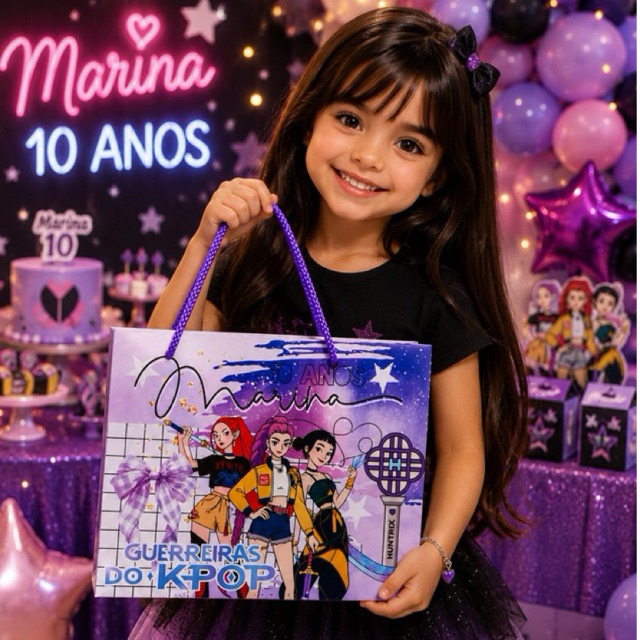 Sacolinha Personalizada Guerreira do Kpop | Lembrancinha Festa Kpop | Bolsa Surpresa Personalizada