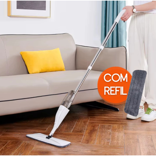 Mop Spray Rodo Inteligente com Reservatório Vassoura com Pano Microfibra Borrifa Limpa e Seca