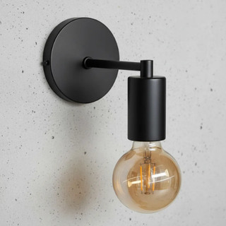 Arandela Parede Industrial Retrô Alumínio E27 Preto Branco Dourado  S/Lâmpada Quarto Sala Decoração Interna