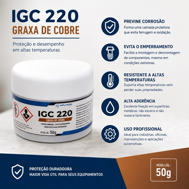 Graxa Cobre 50g Igc 220 Condutiva Elétricos Polos De Bateria