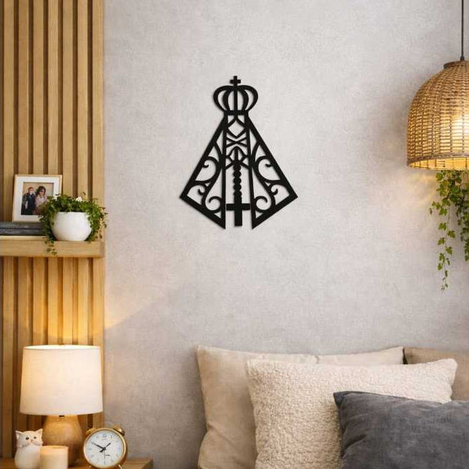 Nossa Senhora Aparecida Aplique Decorativo Santa Quadro Enfeite Religioso Artesanato Em MDF