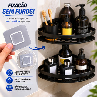 Kit 2 Suportes para Shampoo para Uso no Banheiro na Parede Prateleira com Auto Adesivo