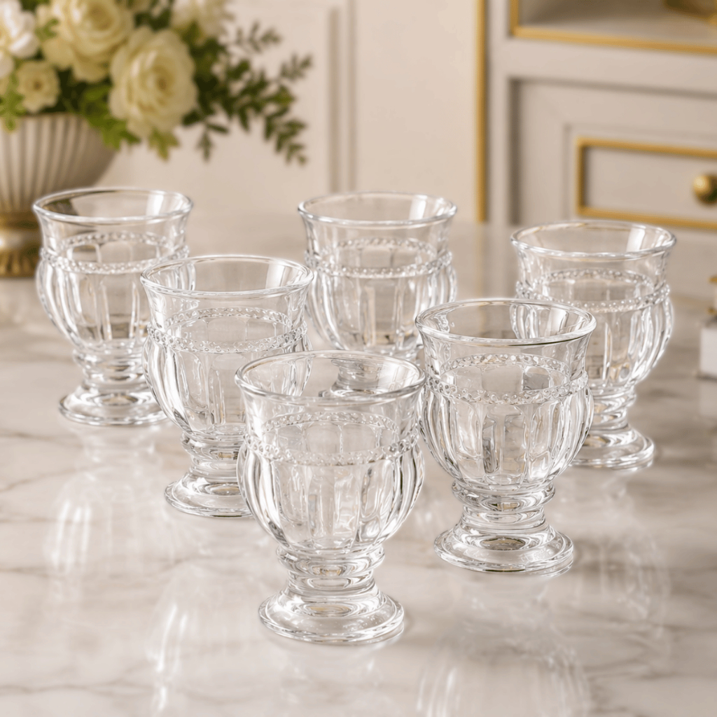 kit 6 Vaso Cachepot de Cristal Lyor - Decoração Mesa Posta Flores Lavabo Eventos Festas Presente Luxo Vasos