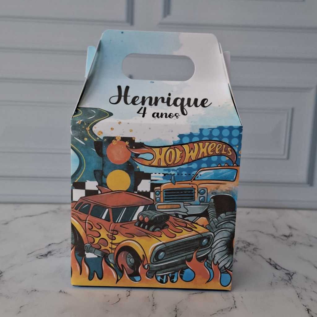 Caixinha HOT WHEELS Maletinha Personalizada  Lembrancinha Festa Infantil Aniversário PEGUE E MONTE