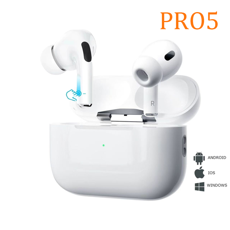 Mini Pro5 TWS Bluetooth Fone De Ouvido Compacto Portátil Controle Toque Estéreo Cancelamento Ruído Fones Esporte