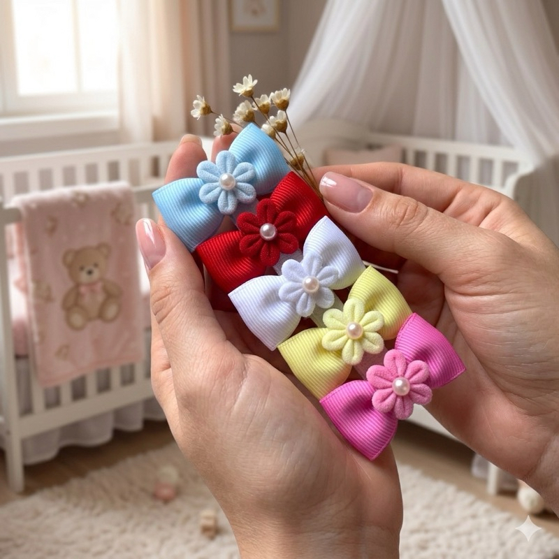 kit 5 Lacinhos infantis no velcro para bebê