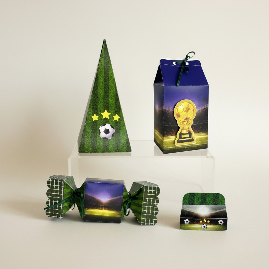 Kit Lembrancinhas Futebol Jogo Caixinhas Milk 3D Festa Infantil Aniversário Menino