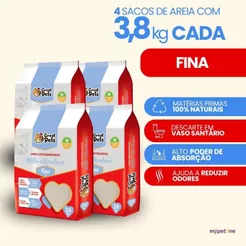 Kit 4 Areia Biodegradável Fina 3,8 Kg para Gatos - Great Pets
