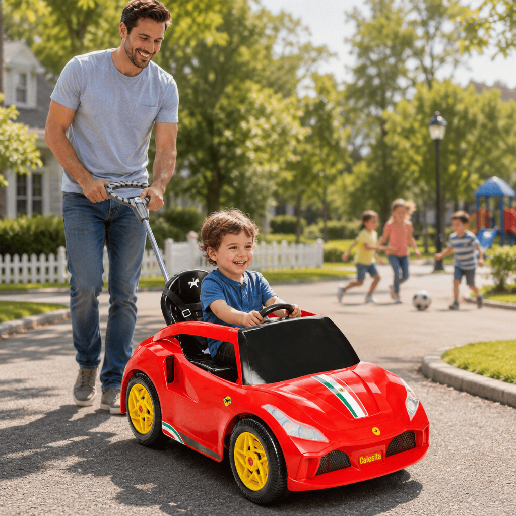 Carrinho Infantil Calesita Racer Turbo 2 em 1 Com Haste Para Passeio E Pedal Infantil
