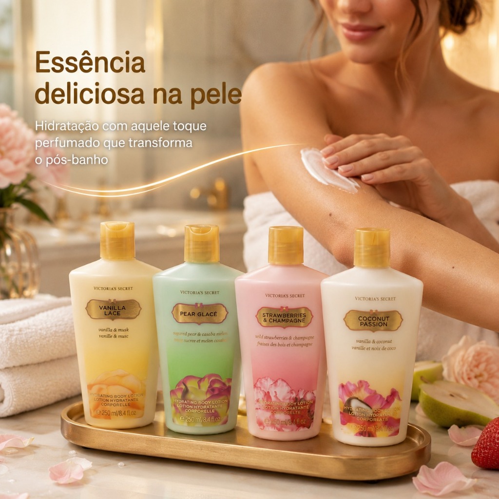 Creme Hidratante Corporal Secret Vanilla Lace Coconut Passion Strawberrie Champagne Pear Glacé