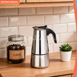 Cafeteira Italiana Inox Premium Expressa Fogão Gás e Elétrico 4 Xicaras 200ml 6 Xicaras 300ml 9 Xicaras 450 ml