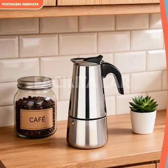 Cafeteira Italiana Inox Premium Expressa Fogão Gás e Elétrico 4 Xicaras 200ml 6 Xicaras 300ml 9 Xicaras 450 ml