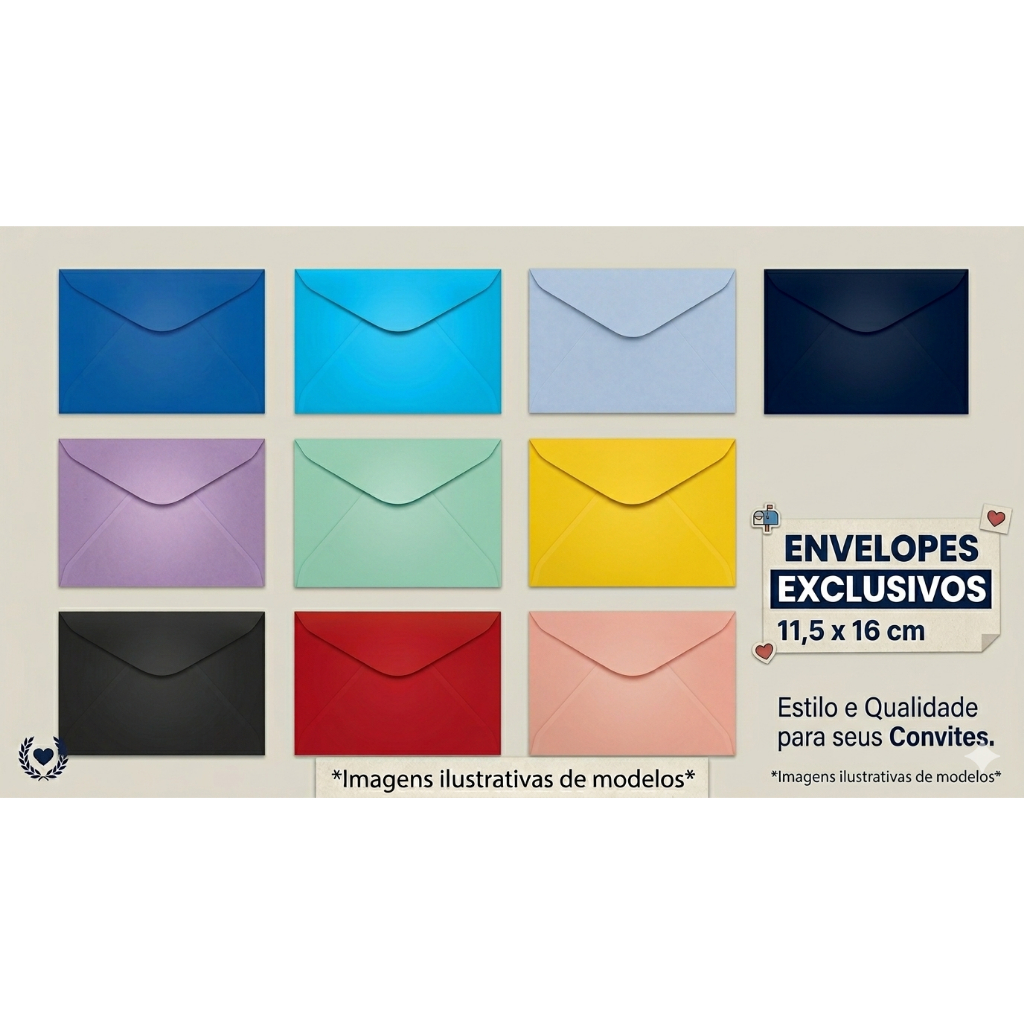 Envelope colorido carta 11,5 x 16 cm diversas cores
