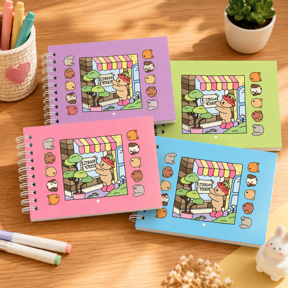 Livro Para Colorir 50 Folhas Capa Dura Wire-O Desenhos Fofos Relaxante Criativo Sortido