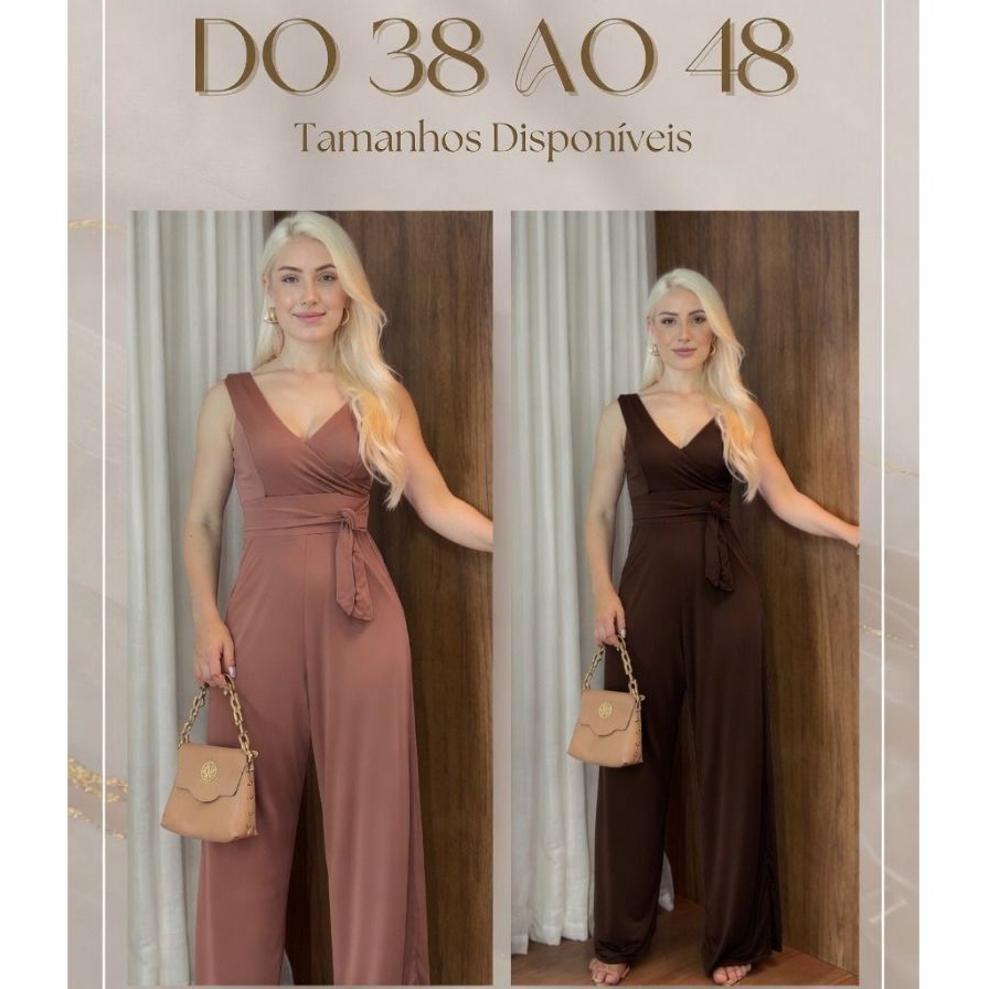 Macacão Laço Pantalona Elegante Com Ziper Nas  Costas