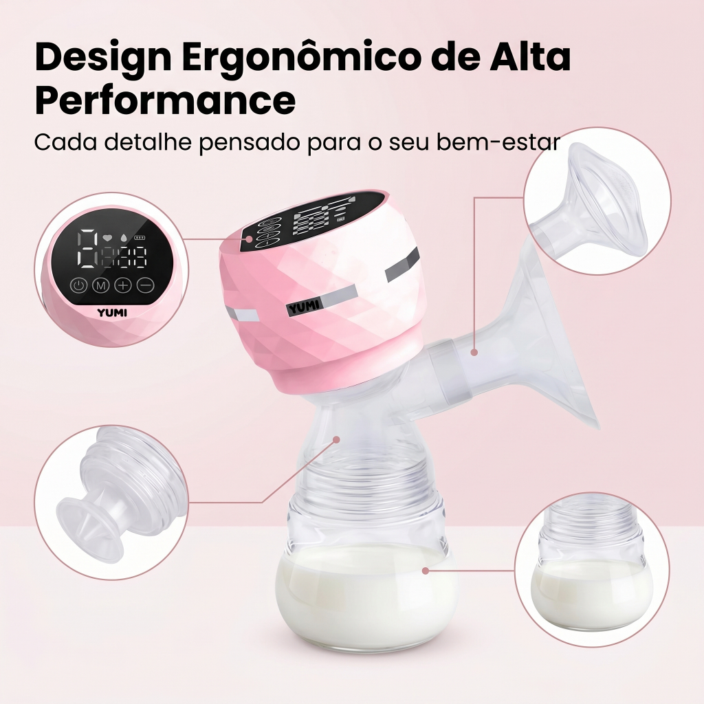 Bomba Tira Leite Elétrica Portátil Sem Fio Recarregável USB Extrator de Leite Materno com Copo Coletor Silenciosa