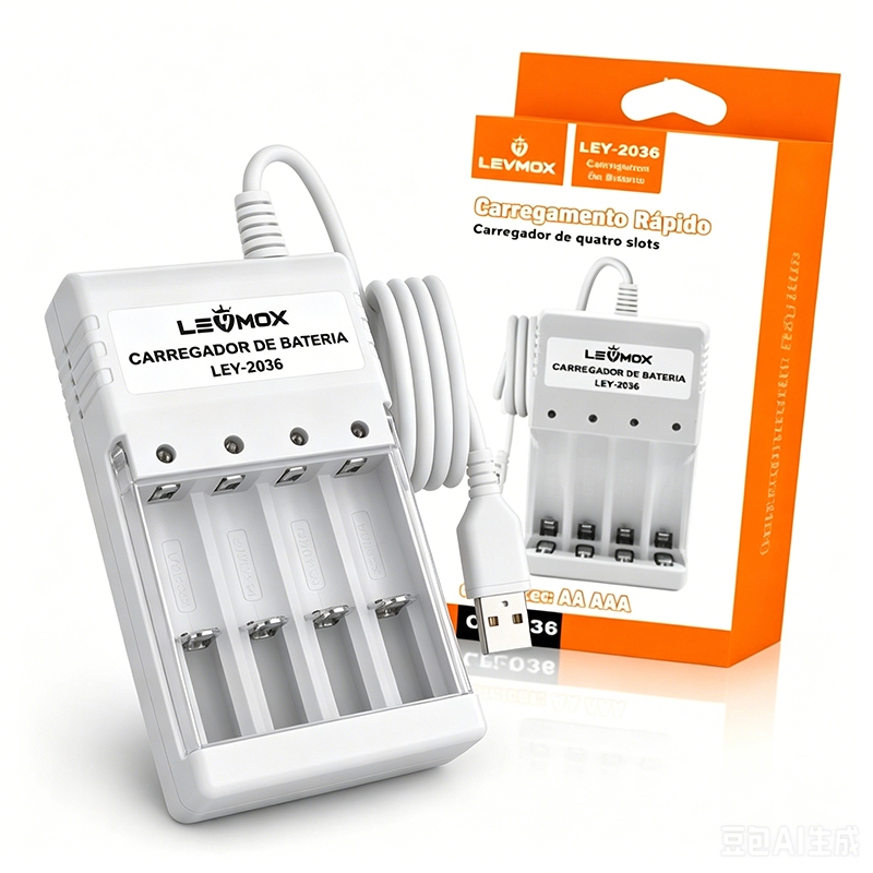 Carregador De Pilhas E Baterias AA / AAA USB com 4 Slots