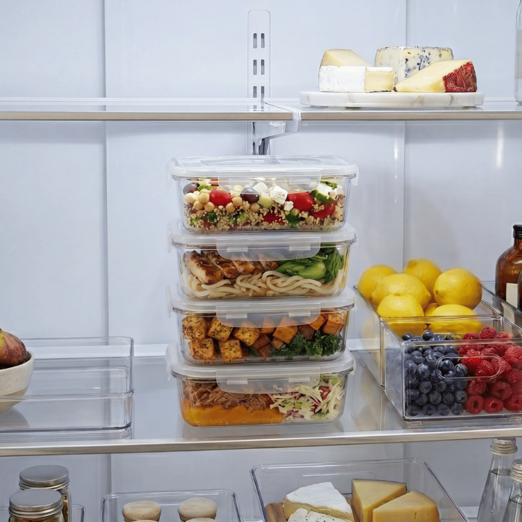 Kit 10 Marmitas Potes 850ml Travas Laterais hermeticas - Livres de BPA Alimentos organiza congelador - KAZIVA
