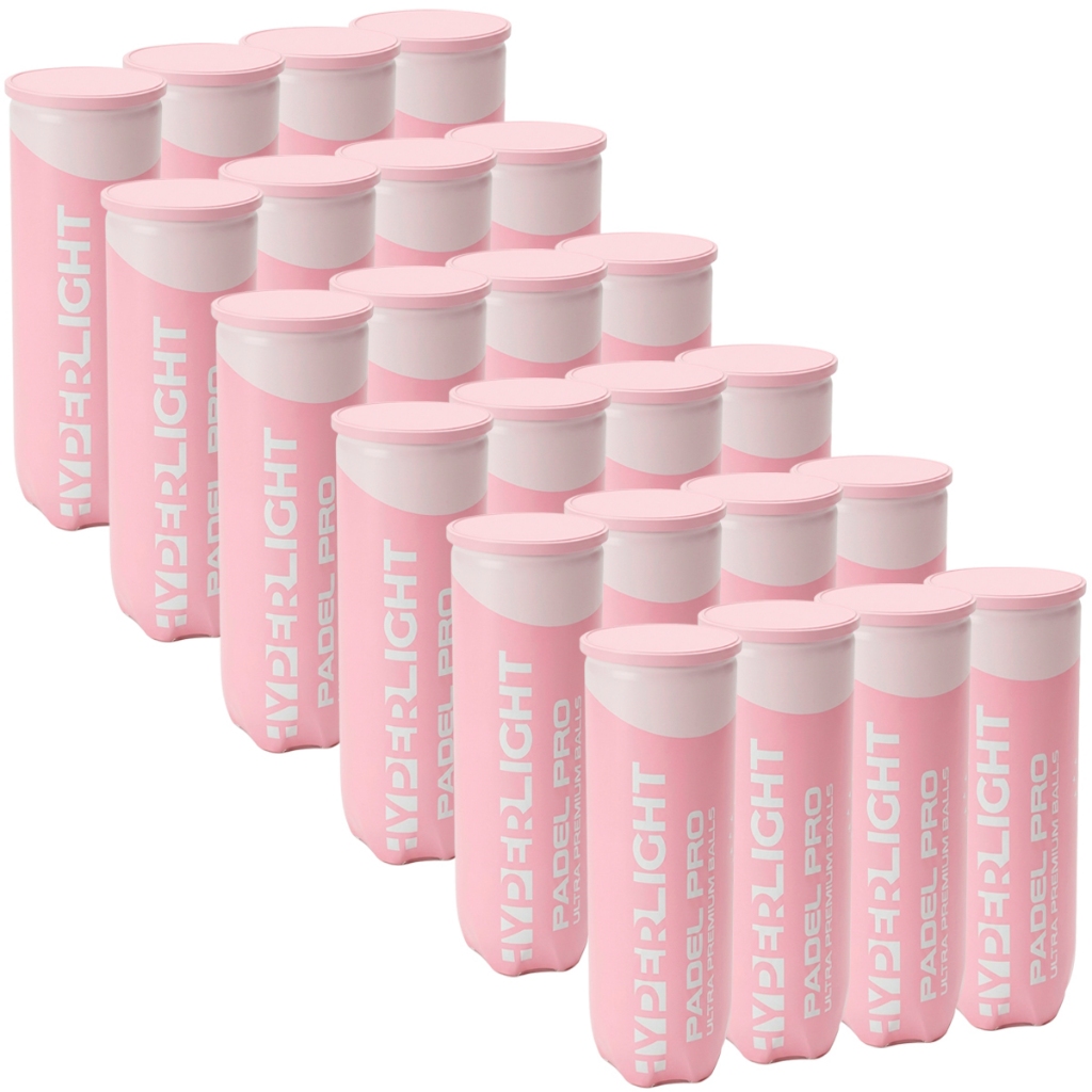 24 Tubos Bola de Padel Kit 72 Bolinhas Treino HyperLight Pro Rosa Feltro Atacado Profissional