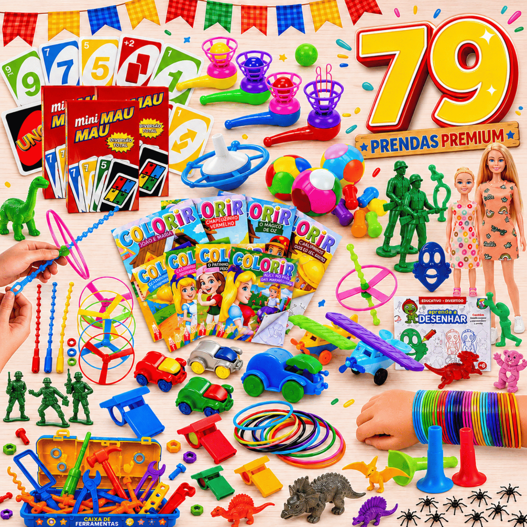 Kit Prenda Festa Junina Completo Brinquedo Criança Brinde Lembrancinha Pescaria Arraiá Uno Boneca