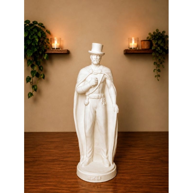 Imagem Exu gesso cru 25cm Tranca Ruas/Marabô/Tiriri Umbanda Candomblé
