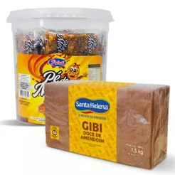 Kit Doce de Amendoim Gibi 50UN 1,5kg + Pote Pé de Moça 20UN Festa Junina